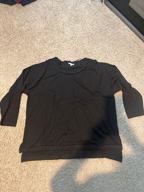 white birch Black Three-Quarter Sleeve Sweatshirt